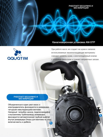 Канализационный туалетный насос измельчитель AquaTIM  AM-STP-600
