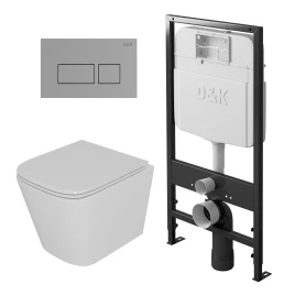 Комплект D&amp;K DS1431605 унитаз DT1436016, инсталляция DI8055119, клавиша смыва DB1439001