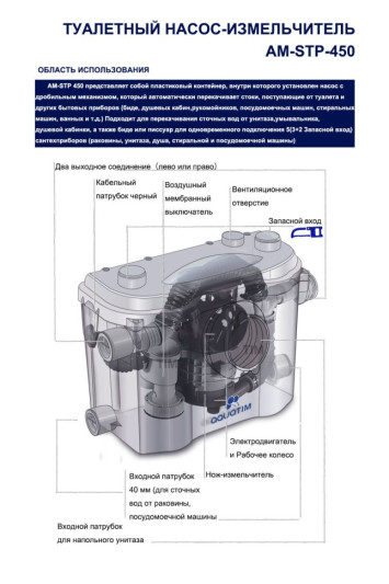 Канализационный туалетный насос измельчитель AquaTIM  AM-STP-450